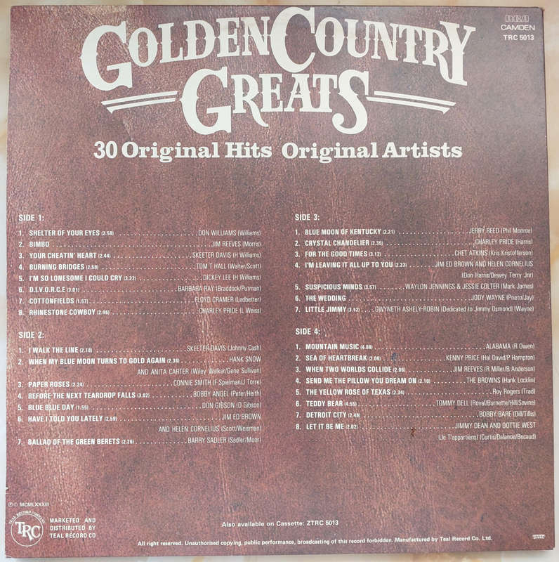 GOLDEN COUNTRY GREATS - 30 Original Hits (Double Album)