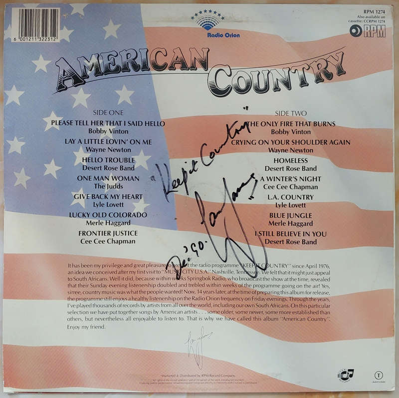 RADIO ORION PRESENTS AMERICAN COUNTRY - Autographed By Lance James