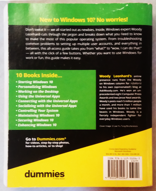 Windows 10 all-in-one for dummies by Woody Leonhard - 2nd edition