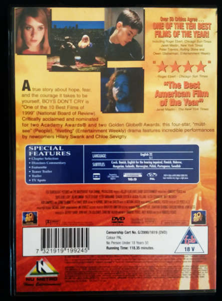 Boys Don`t Cry Dvd - 1999 starring academy award winner Hilary Swank