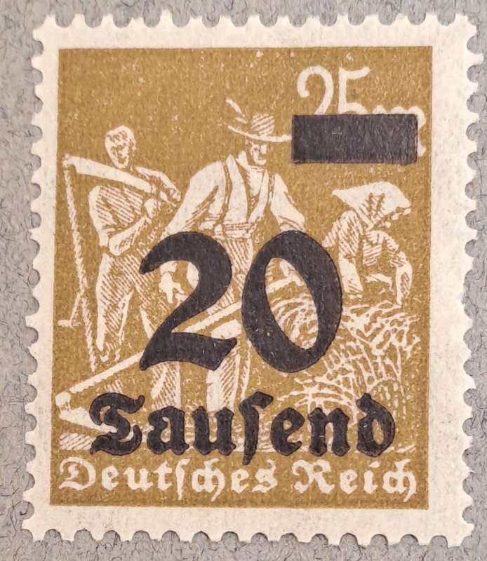 1923 Germany Deutsches Reich 20 Tausend Mark OVERPRINT Stamp-Hyper Inflation -Unused
