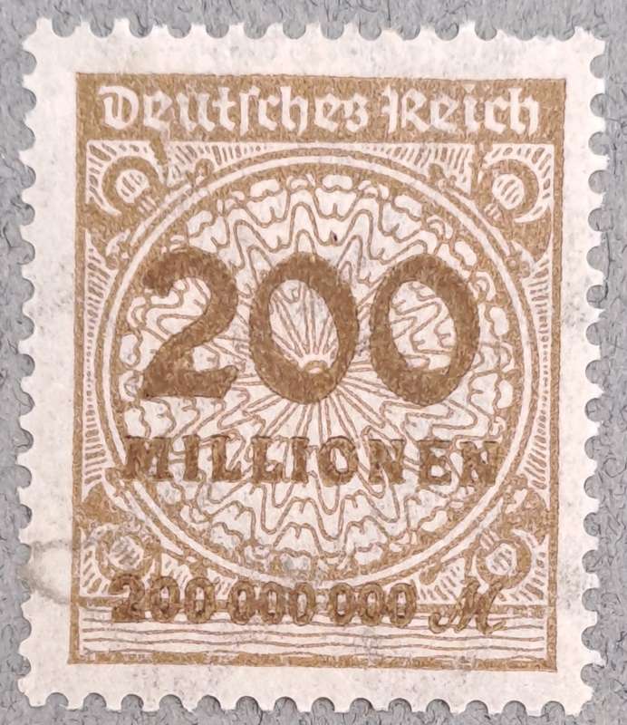 1923 Germany Deutsches Reich 200 Millionen Mark Stamp-Hyper Inflation -Unused