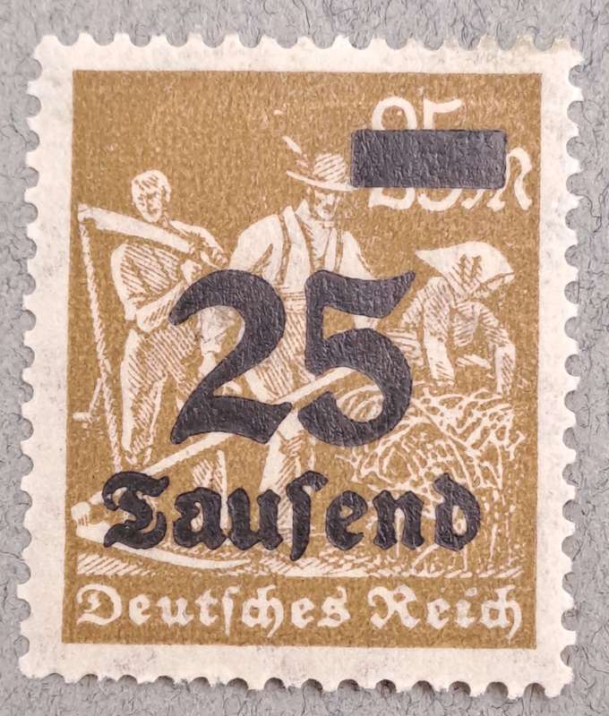 1923 Germany Deutsches Reich 25 Tausend Mark OVERPRINT  Stamp-Hyper Inflation -Unused