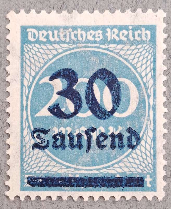 1923 Germany Deutsches Reich 30 Tausend Mark OVERPRINT over 200 Mark Stamp-Hyper Inflation -Unused