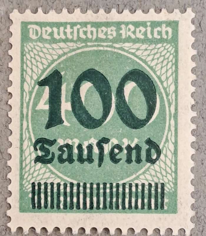 1923 Germany Deutsches Reich OVERPRINT 100 Tausen over 400 Mark Stamp-Hyper Inflation -Unused