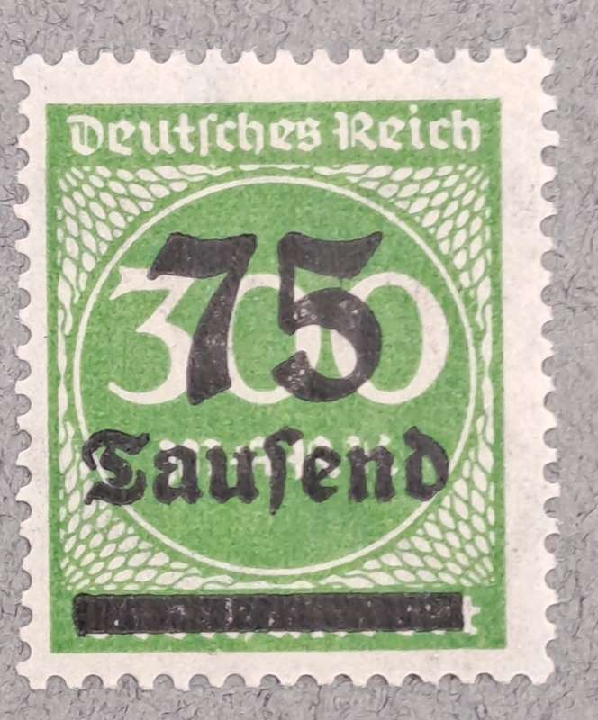 1923 Germany Deutsches Reich 75 Tausend Mark OVERPRINT  over 300 Mark Stamp-Hyper Inflation -Unused