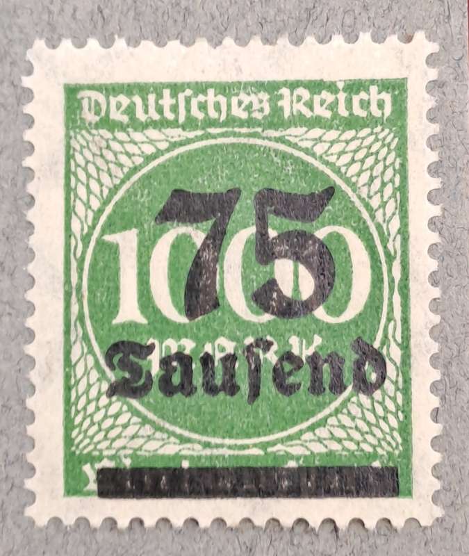 1923 Germany Deutsches Reich 75 Tausend Mark OVERPRINT  over 1000 Mark Stamp-Hyper Inflation -Unused