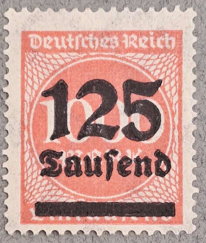1923 Germany Deutsches Reich OVERPRINT 125 Tausen over 1000 Mark Stamp-Hyper Inflation -Unused