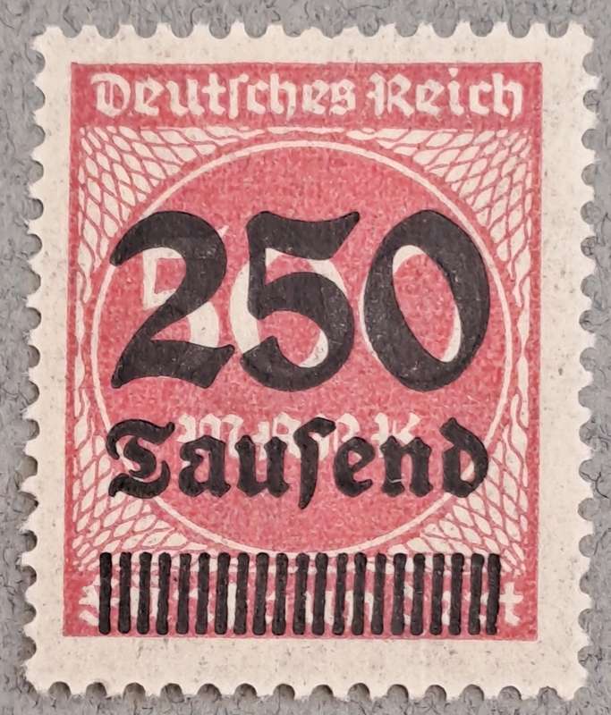 1923 Germany Deutsches Reich OVERPRINT 250 Tausen over 500 Mark Stamp-Hyper Inflation -Unused