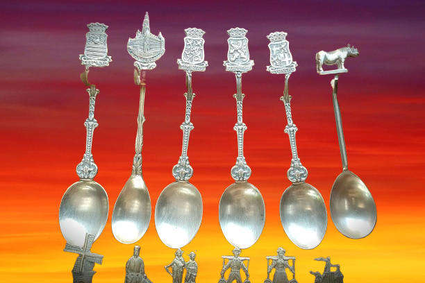12 Vintage EPNS spoons on wooden wall Rack 300x200x62mm