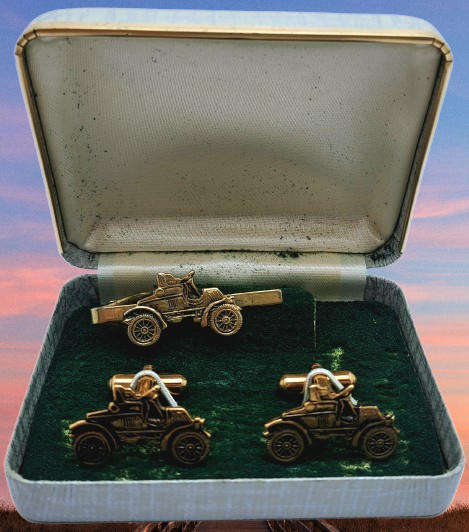 Vintage Old Car Cufflink -Tie Clip set -Boxed