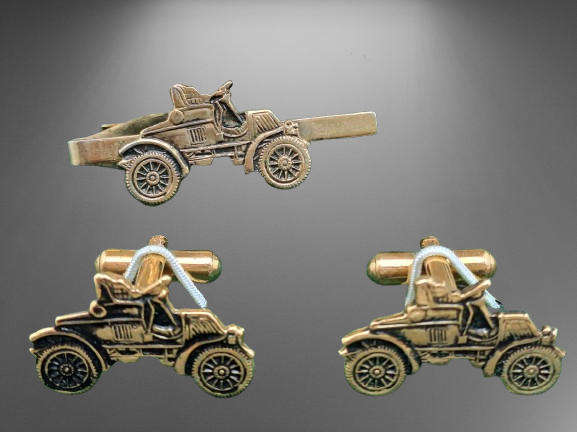 Vintage Old Car Cufflink -Tie Clip set -Boxed