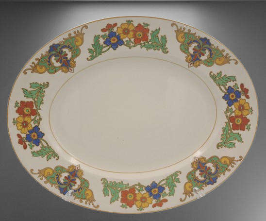 Vintage C.1945 Ivory Ware Cairo Minerva John Maddock & Sons -England - Oval Plate 30cmX24cm