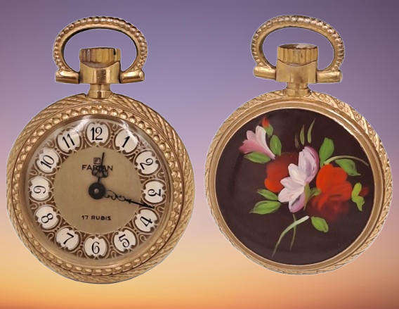 Rare Vintage small Ladies Farian Pocket watch (wind-up) Working -17 Rubis