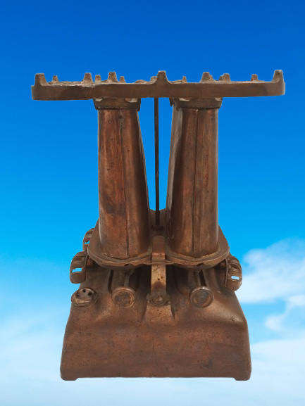 Early 1900`s Antique Cast Iron Twin Beatrice No 11 Kerosene stove -Copper plated
