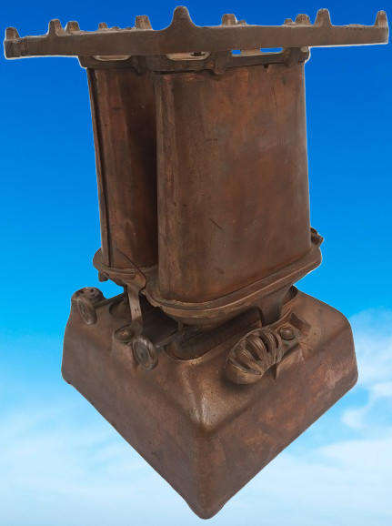Early 1900`s Antique Cast Iron Twin Beatrice No 11 Kerosene stove -Copper plated