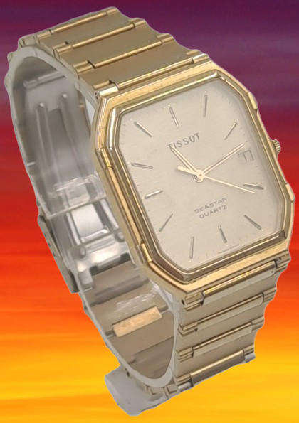 Vintage Mens Swiss Tissot Seastar FTB 356 Quartz Gold Tone watch Sapphire Glass.