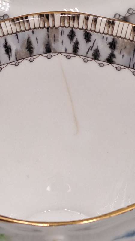 Vintage Royal Albert SILVER BIRCH Tea Trio Bone China England (Cup Has a Hairline Crack)