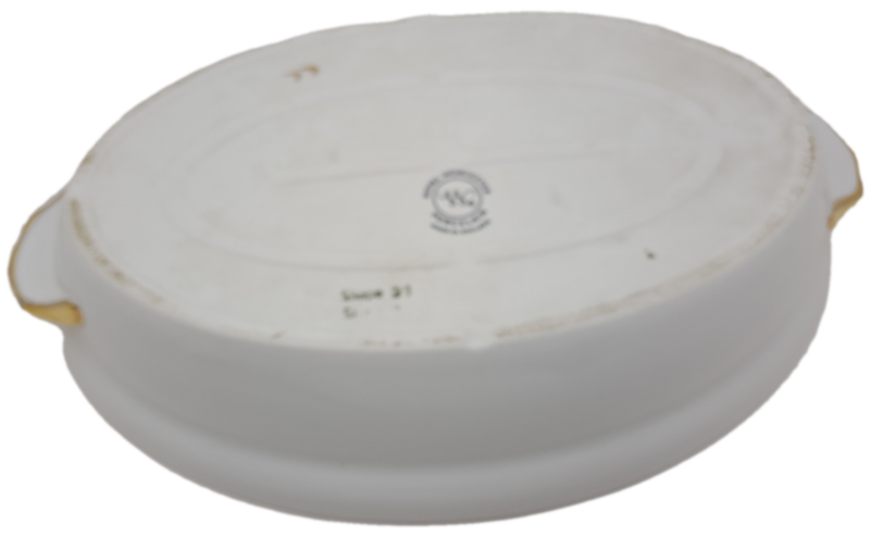 Vintage Royal Worcester Porcelain Gold Handle Casserole Baking Dish with lid shape 22 size 3(used)