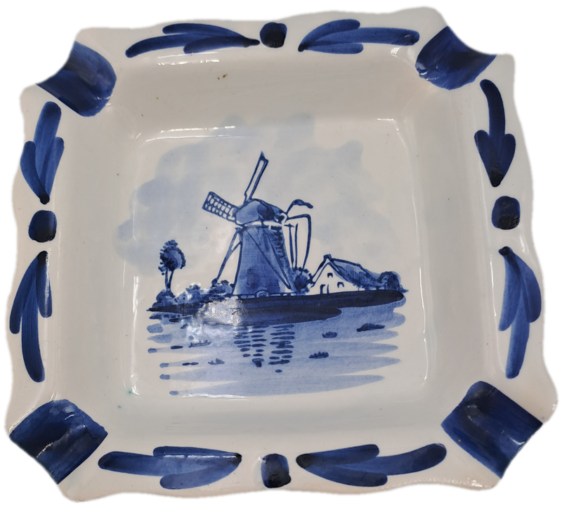 Vintage Delft Blauw Hand Painted Ashtray Made in Holland