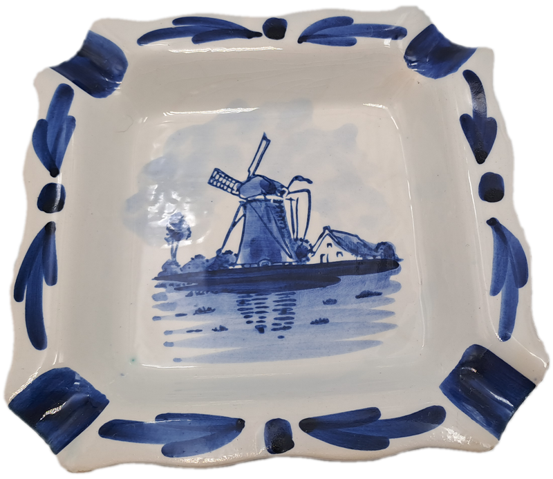 Vintage Delft Blauw Hand Painted Ashtray Made in Holland