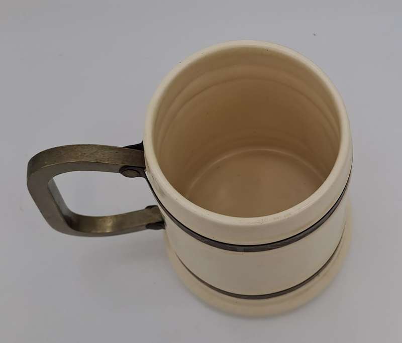 Large Antique Beer Tankard with Metal Handle