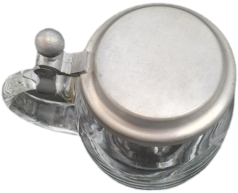 Vintage Cut Glass Beer Stein Tankard with Pewter Lid