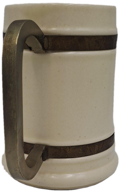 Large Antique Beer Tankard with Metal Handle