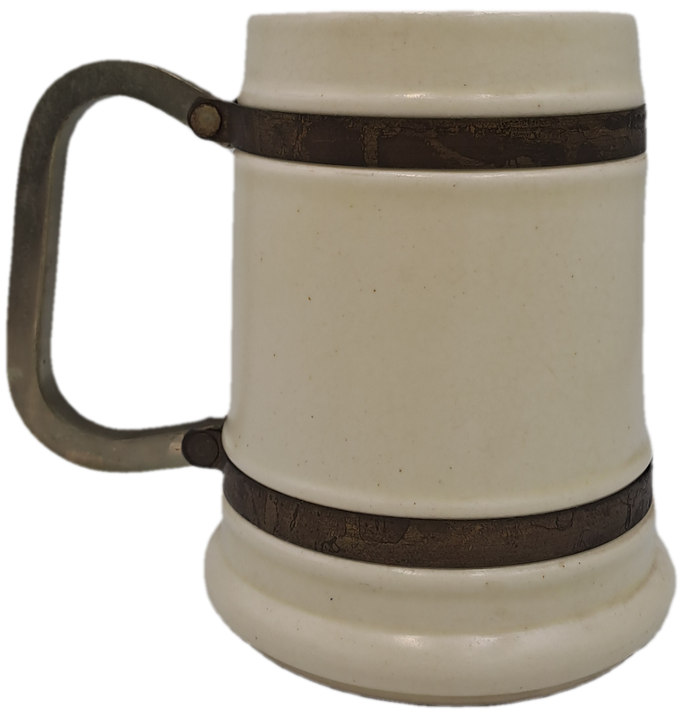 Large Antique Beer Tankard with Metal Handle