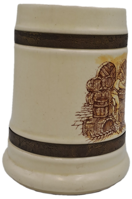 Large Antique Beer Tankard with Metal Handle