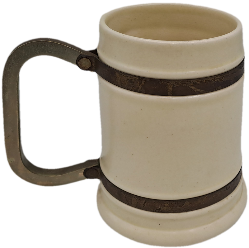 Large Antique Beer Tankard with Metal Handle