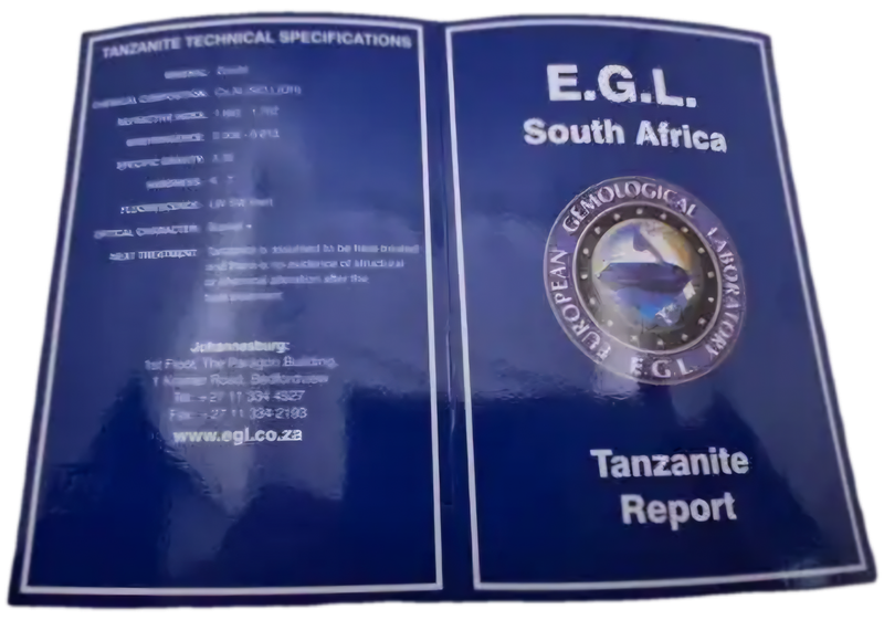 E.G.L Certified 0,907ct Natural Tanzanite -Baguette-Blue-Violet,Eye Clean,-full report -in Capsule