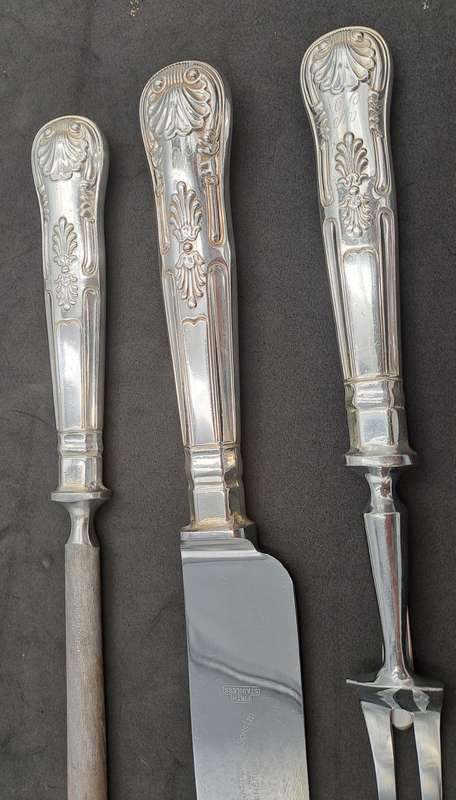 Antique John B.Chatterley & Sons Ltd. Carving Set - Kings Pattern -Firth Stainless-Sheffield England