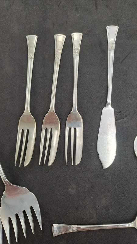 10 Pieces of Vintage Angora Silverplate Cutlery registered Rd.829600-Made In England