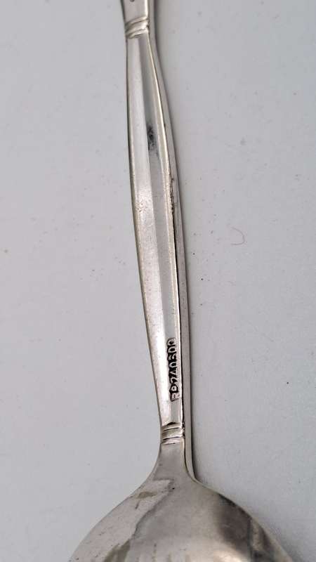 4 Vintage M&RS Permanent plate serving spoons with shell bowls Rd.no.240300 Made in Sheffield Eng.