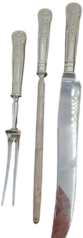 Antique John B.Chatterley & Sons Ltd. Carving Set - Kings Pattern -Firth Stainless-Sheffield England