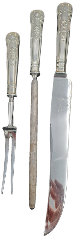 Antique John B.Chatterley & Sons Ltd. Carving Set - Kings Pattern -Firth Stainless-Sheffield England