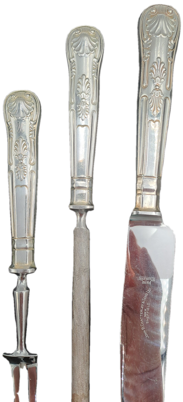 Antique John B.Chatterley & Sons Ltd. Carving Set - Kings Pattern -Firth Stainless-Sheffield England