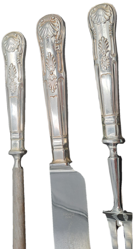 Antique John B.Chatterley & Sons Ltd. Carving Set - Kings Pattern -Firth Stainless-Sheffield England