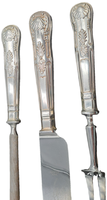 Antique John B.Chatterley & Sons Ltd. Carving Set - Kings Pattern -Firth Stainless-Sheffield England