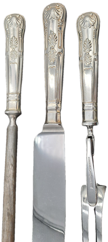 Antique John B.Chatterley & Sons Ltd. Carving Set - Kings Pattern -Firth Stainless-Sheffield England