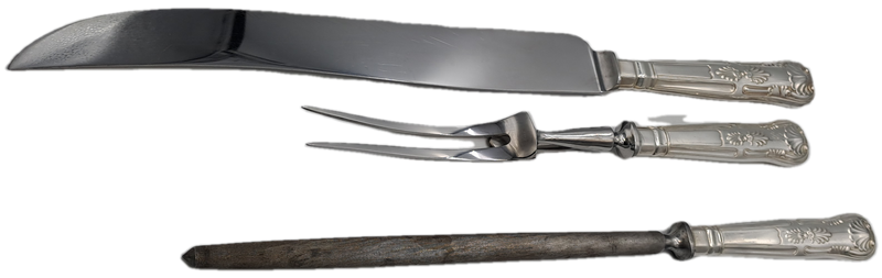 Antique John B.Chatterley & Sons Ltd. Carving Set - Kings Pattern -Firth Stainless-Sheffield England