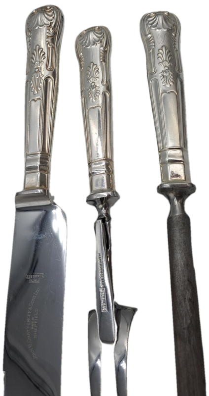 Antique John B.Chatterley & Sons Ltd. Carving Set - Kings Pattern -Firth Stainless-Sheffield England