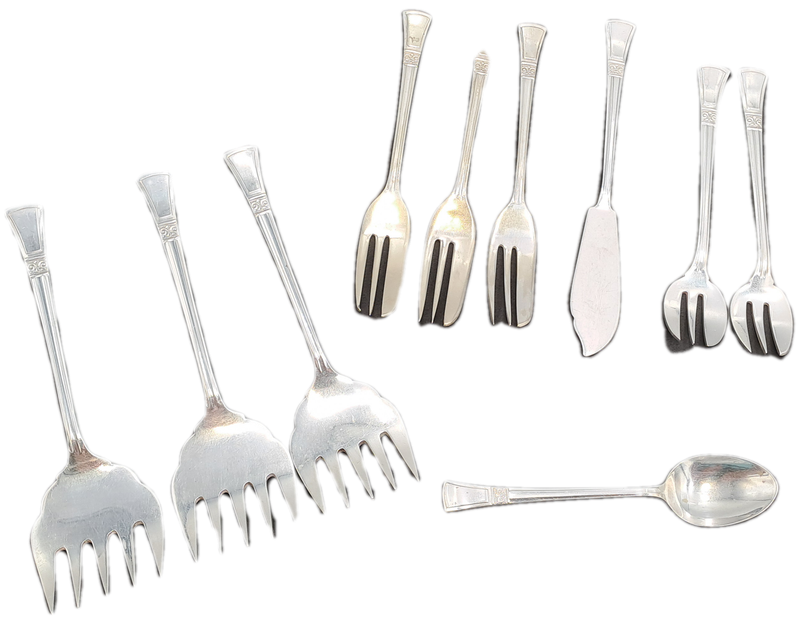 10 Pieces of Vintage Angora Silverplate Cutlery registered Rd.829600-Made In England