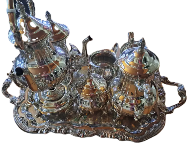 Very Large 8pc Antique/Vintage Silver Plated on Copper Tea and Coffee set