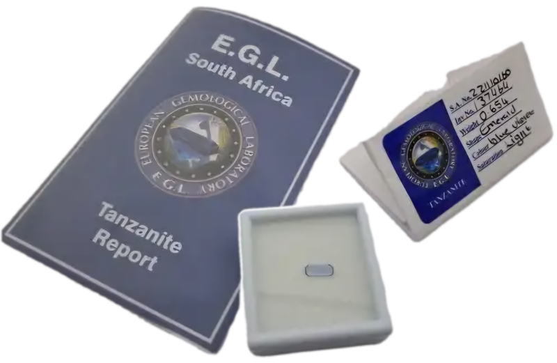 E.G.L Certified 0,654ct Natural Tanzanite -Emerald-Blue-Violet,Light,-full report -in Capsule