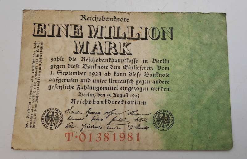 1923 Germany (1871-1948) 1 000 000 Mark Reichsbanknote