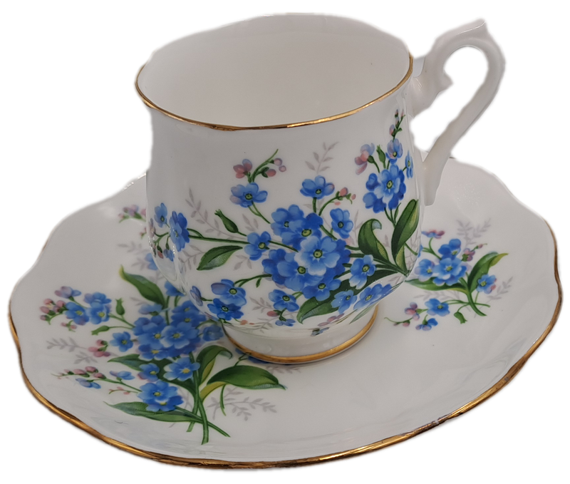 6 Vintage Royal Albert Forget Me Not DemiTasse Cup & Saucer sets