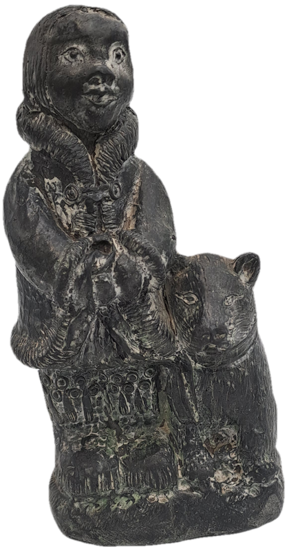 Vintage A Wolf Original The Wolf Sculptures Canada Eskimo Child And Dog