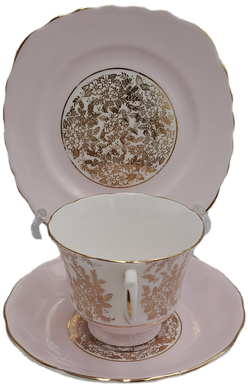21pc Vintage Royal Vale Tea Set (Pink and Gold ) Made in England -